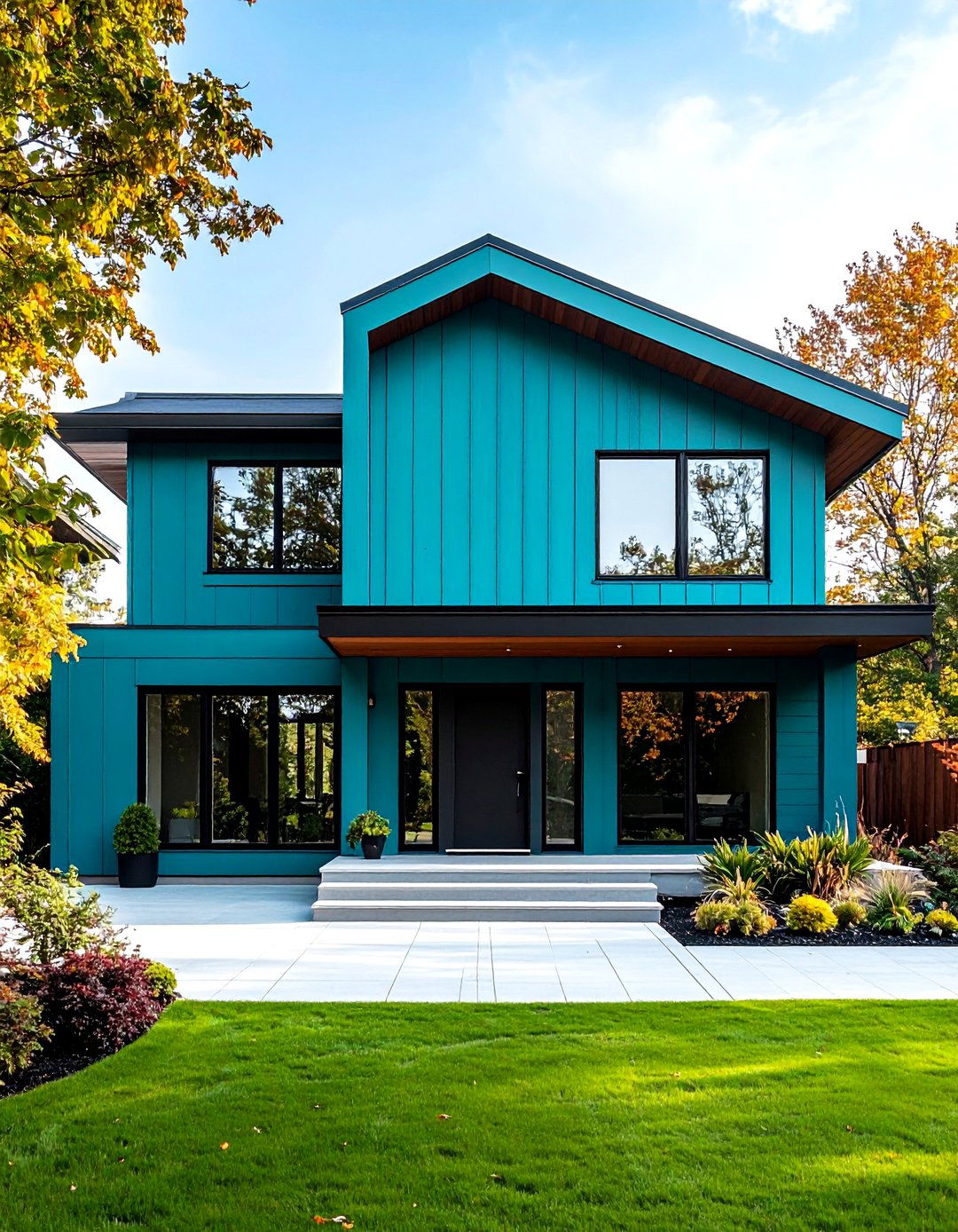 Teal and Mustard Combination - 20 Teal House Exterior Ideas