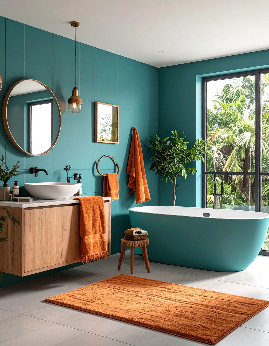 Teal and Orange in the Bathroom - 20 Teal and Orange Color Scheme for Your Rooms