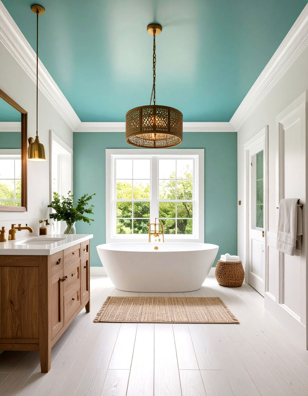 Teal and White Contrast - 20 Teal Bathroom Ideas