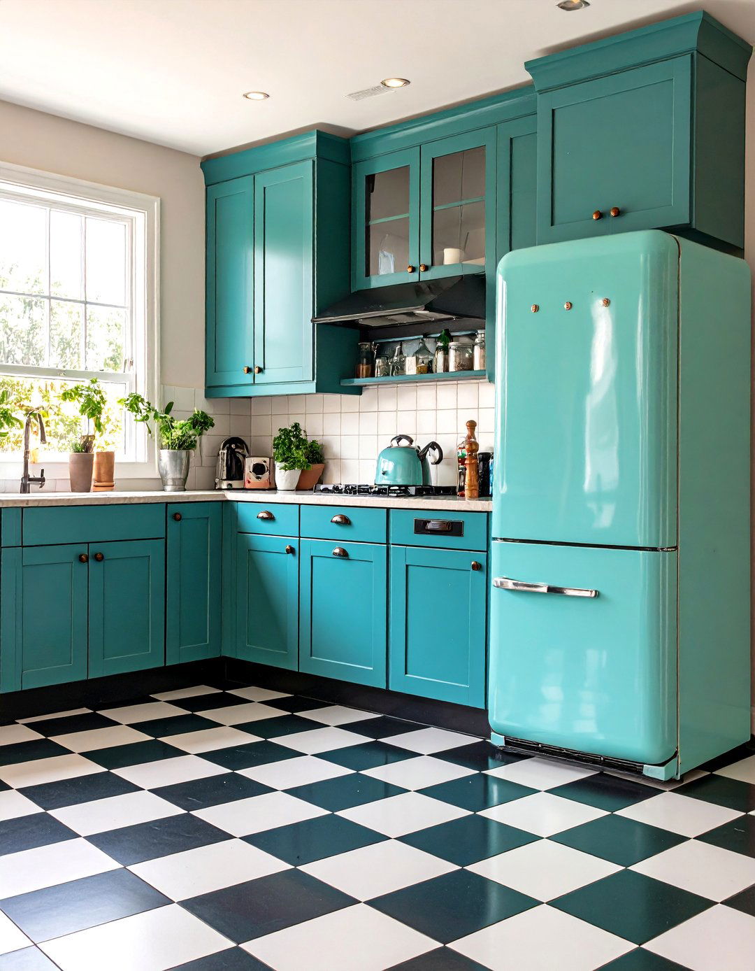 Teal and Wood Contrast - 20 Teal Kitchen Ideas
