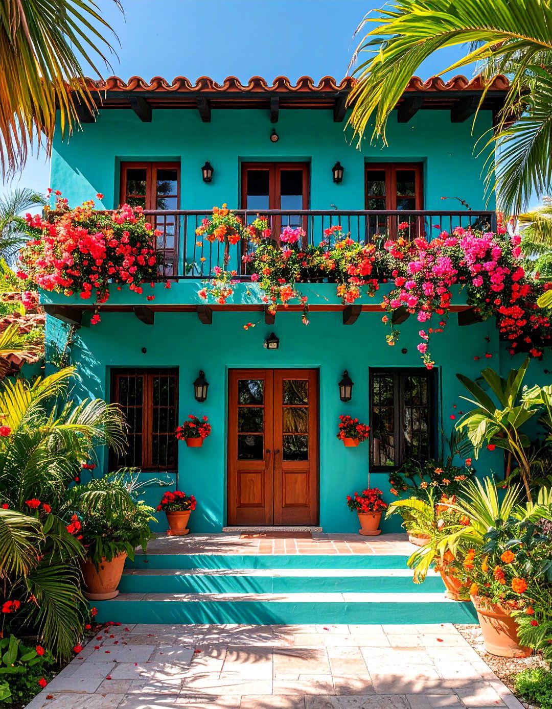 Teal with Bold Yellow Door - 20 Teal House Exterior Ideas