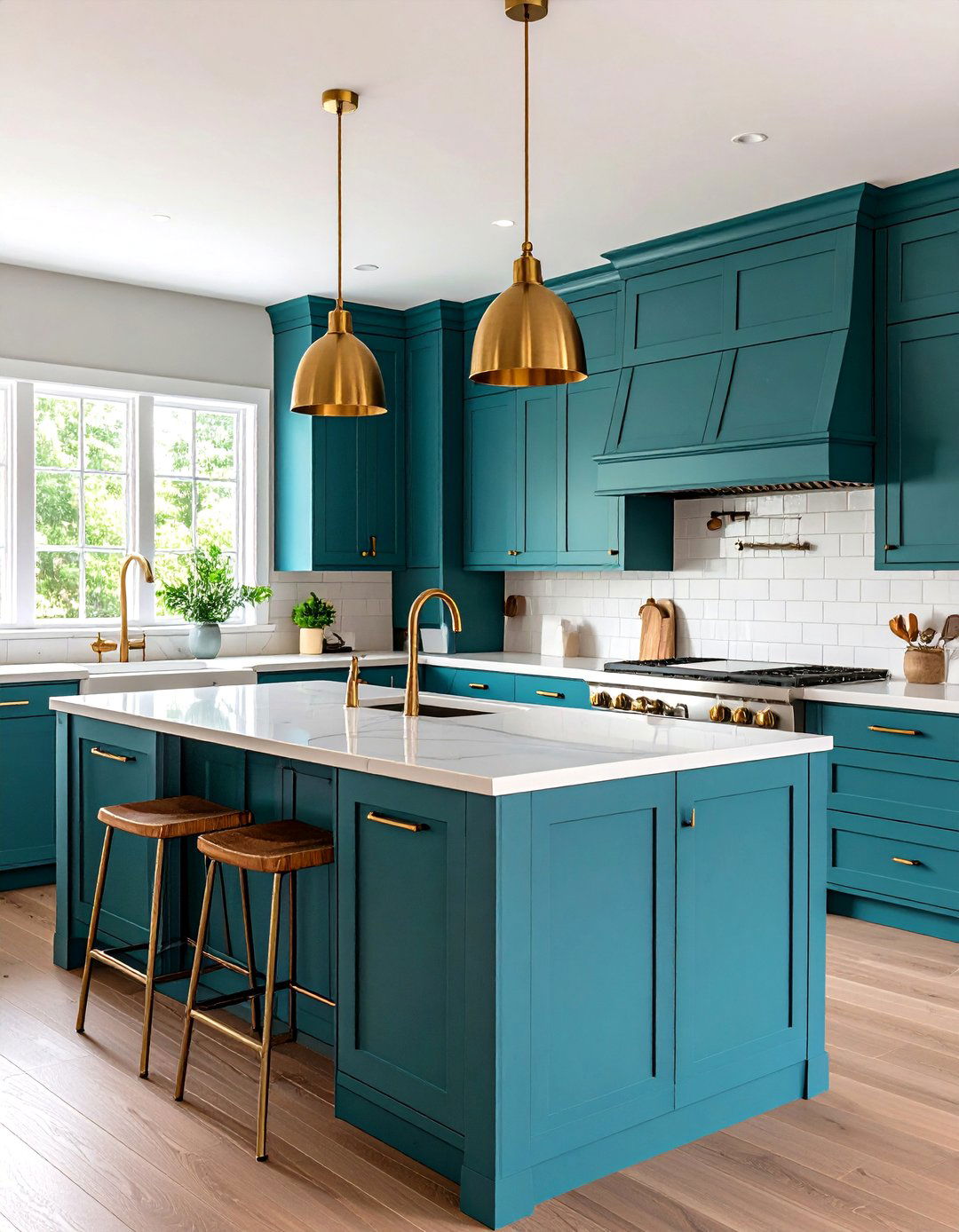 Teal with Metallic Accents - 20 Teal Kitchen Ideas