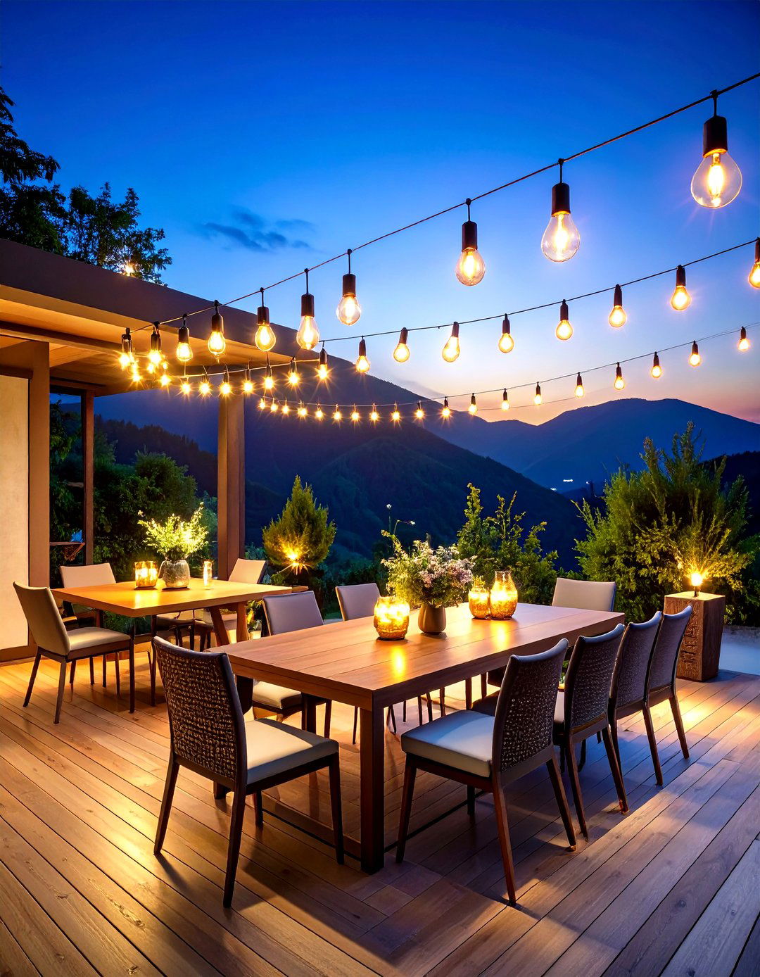 Teardrop LED Patio String Light Modern Minimalist Setup - 20 Patio String Light Ideas