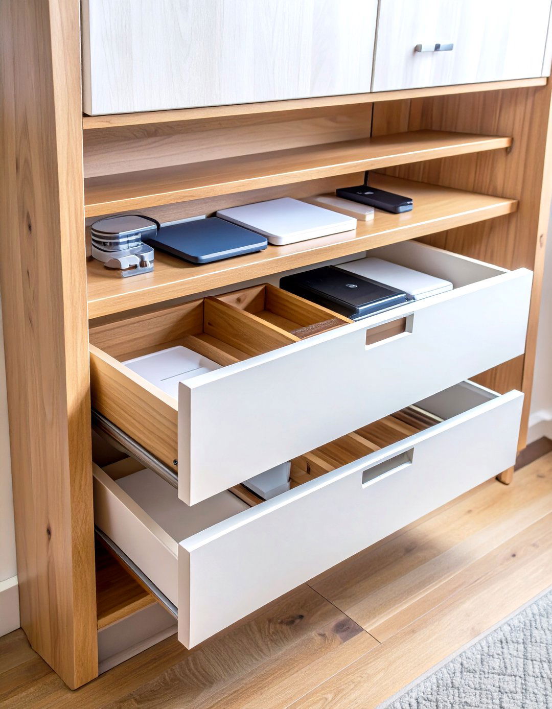 Tech Charging Drawer Drop Zone - 20 Drop Zone Ideas