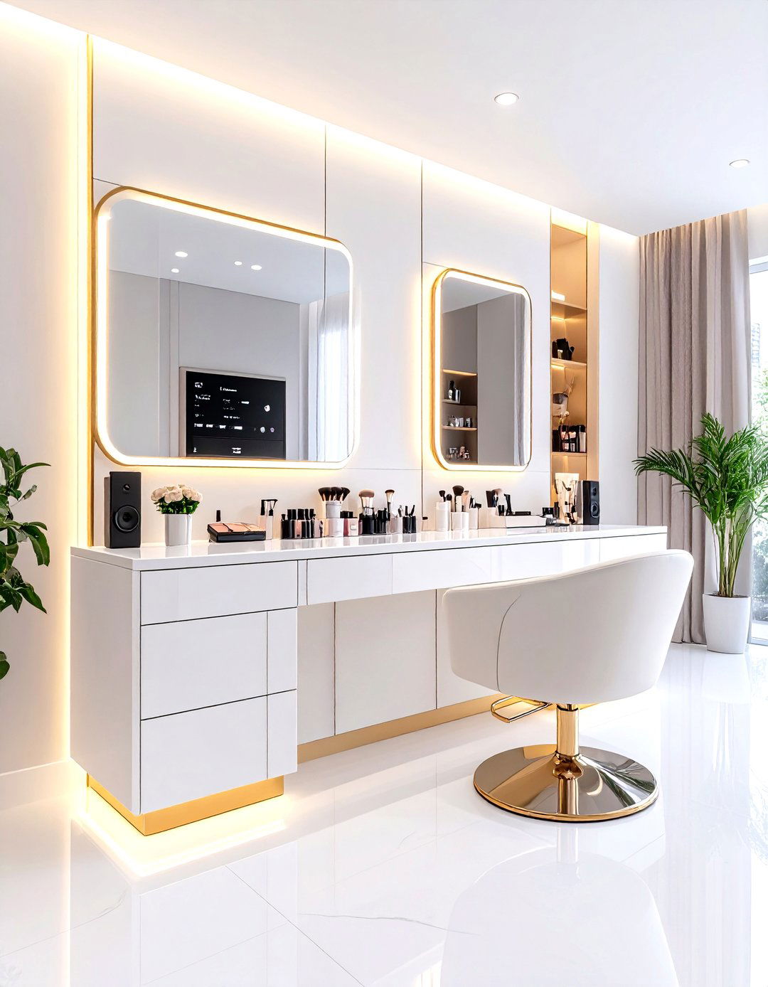 Tech Forward Smart Makeup Room with Digital Integration - 20 Makeup Room Ideas