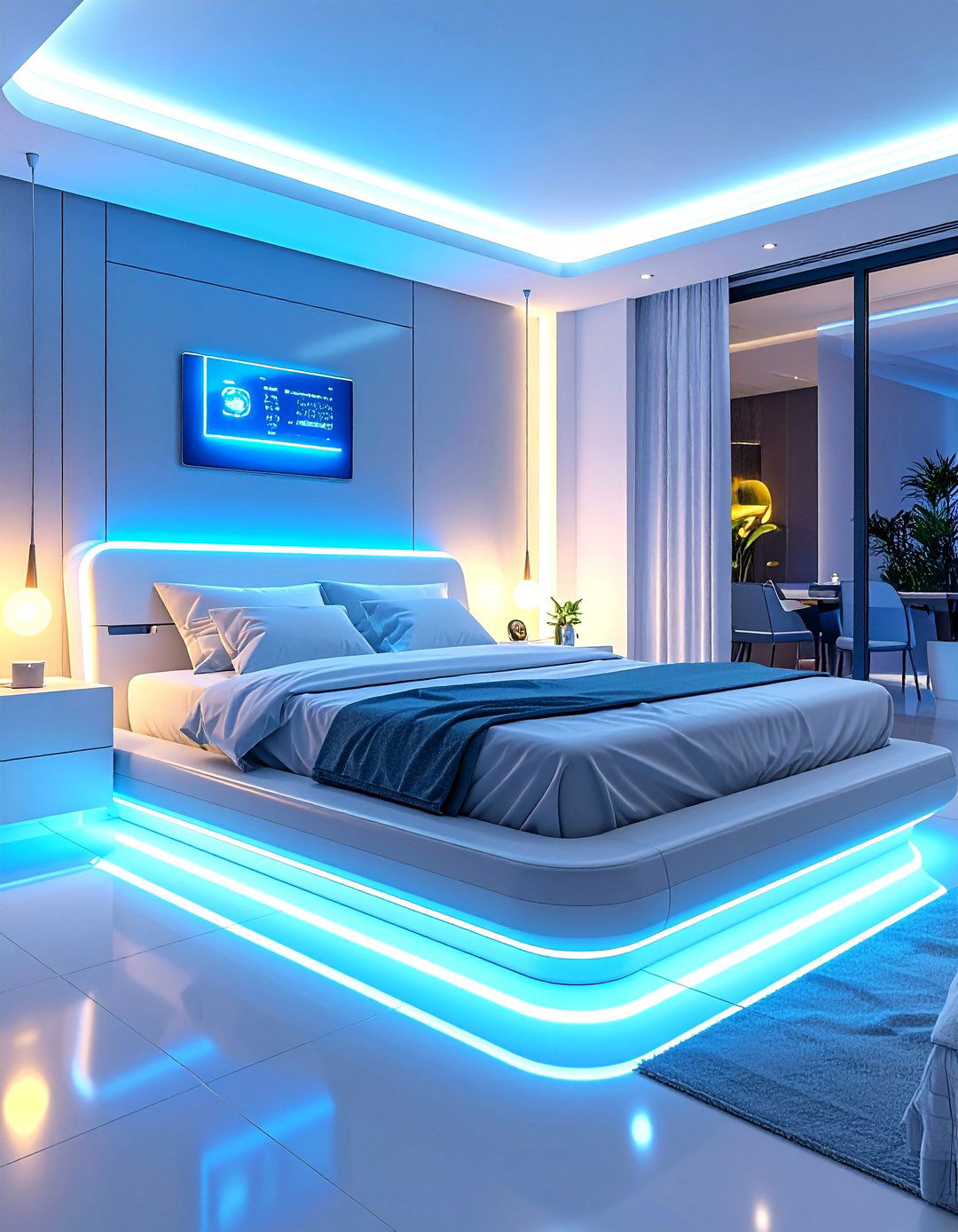 Tech Integrated Smart Bed Design with Automation Features - 20 Unique Bed Design Ideas
