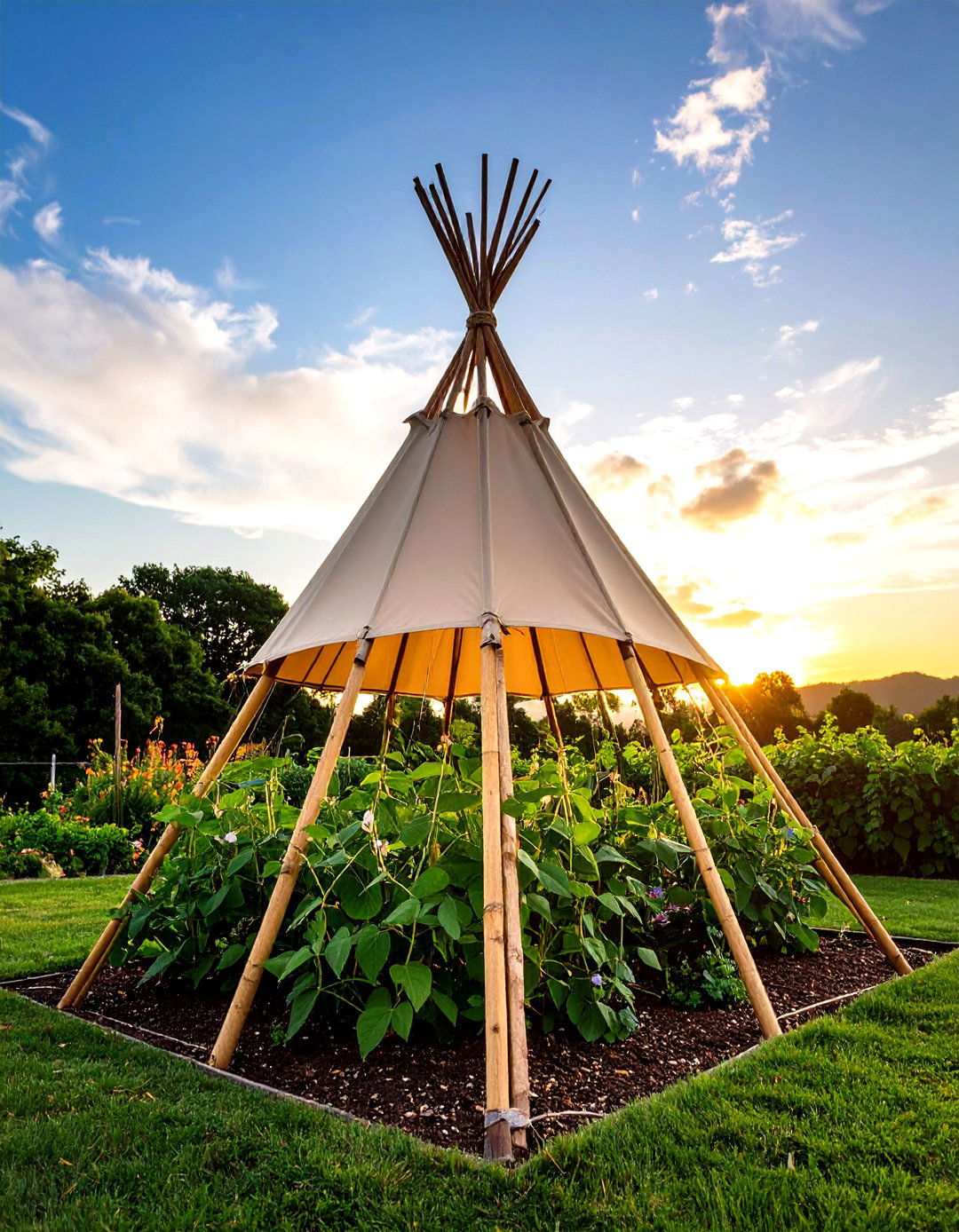 Teepee Style Bean Trellis Simplicity - 20 Trellis Ideas