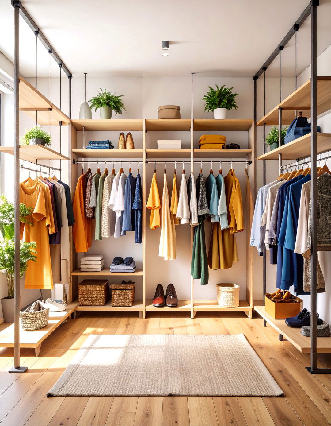 Tension Rod Clothes Storage for High Ceilings - 20 Clothes Storage Ideas