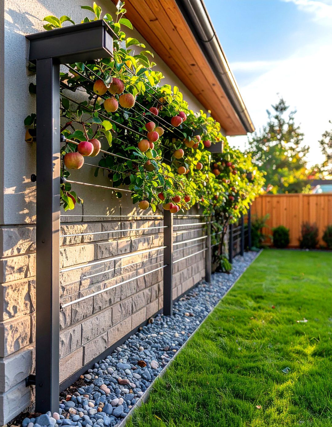 Tension Wire Trellis on House Walls - 20 Garden Trellis Ideas
