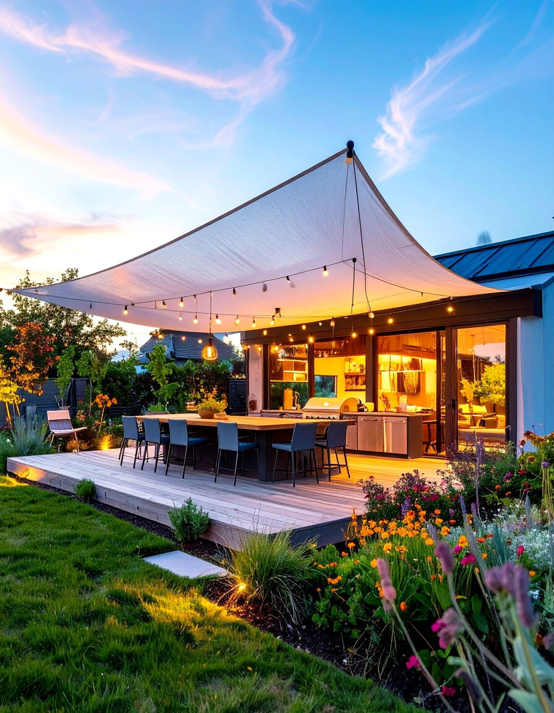 Tensioned Fabric Outdoor Kitchen Roof - 20 Outdoor Kitchen Roof Ideas