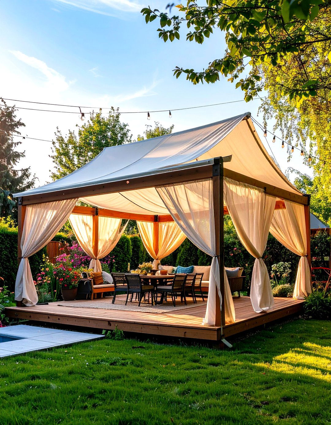 Tensioned Fabric Pavilion Deck Roof - 20 Deck Roof Ideas