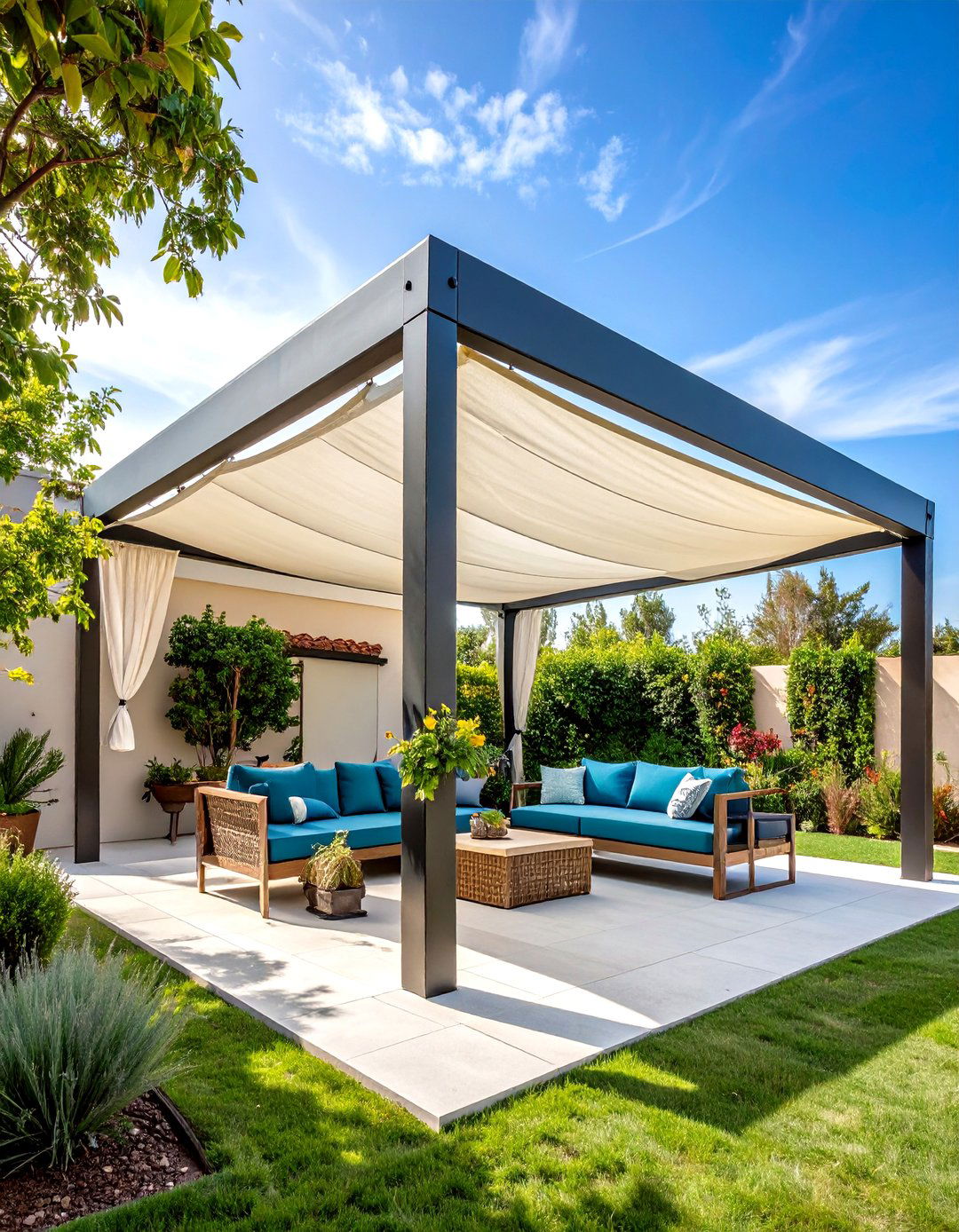 Tensioned Fabric Pergola Shade Canopy - 20 Pergola Shade Ideas
