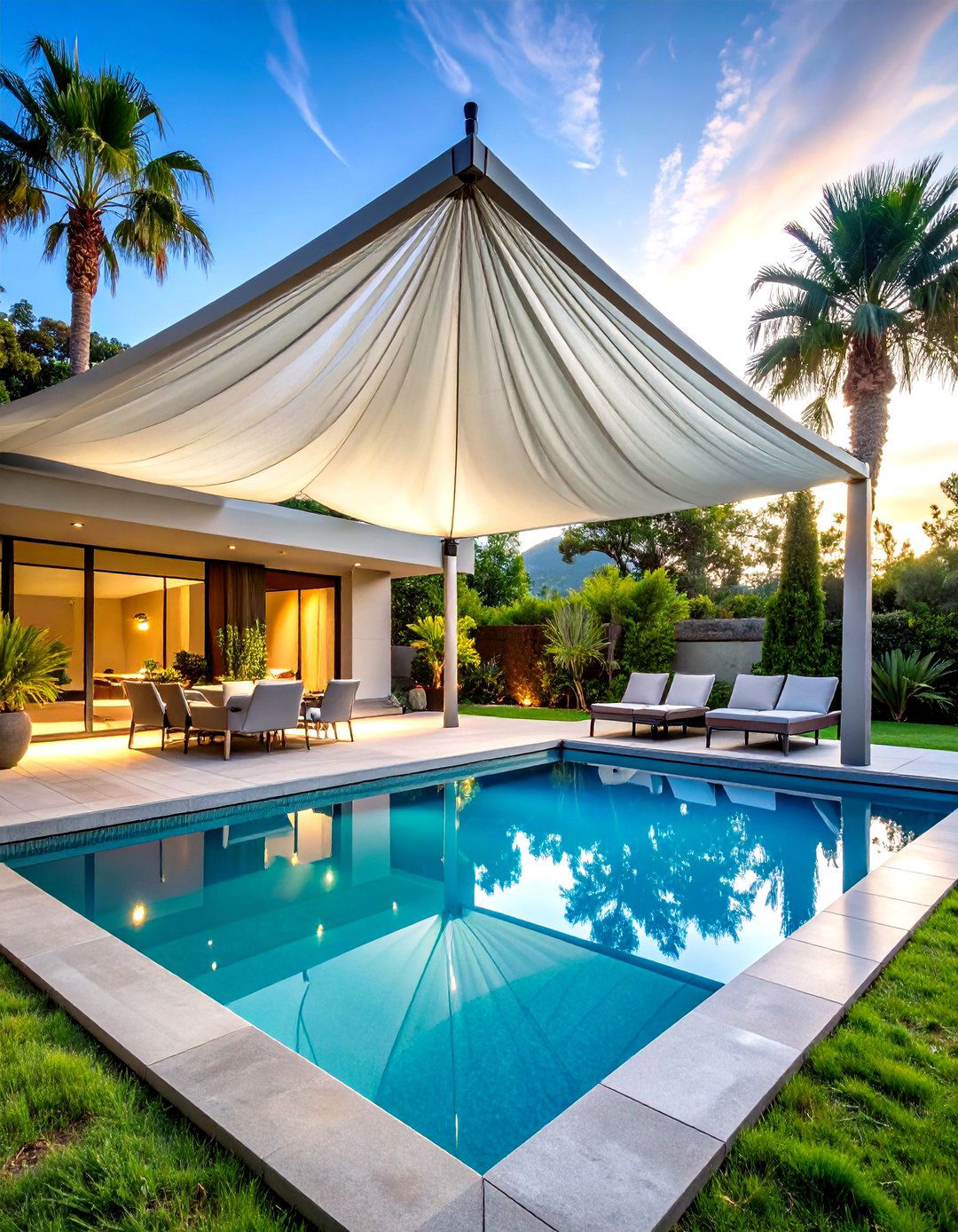 Tensioned Pool Shade Structures - 20 Pool Shade Ideas
