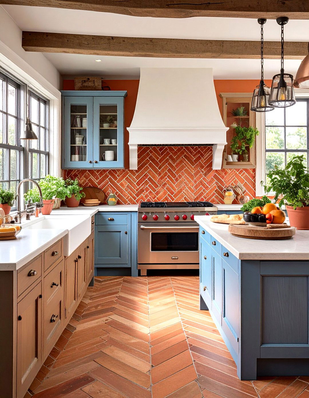 Terra Cotta Backsplash Tiles - 20 Tudor Kitchen Ideas