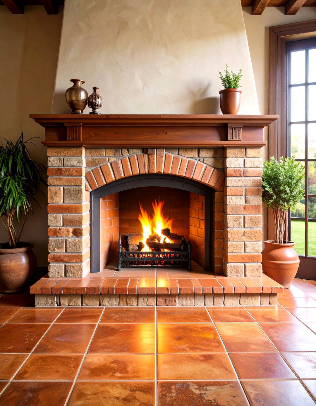 Terra Cotta Tile Fireplace Hearth Warmth - 20 Fireplace Hearth Ideas