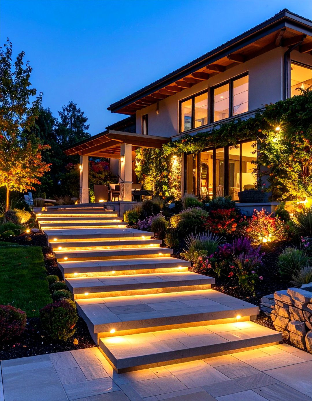 Terrace Step Outdoor Lighting Elevation Safety - 20 Outdoor Lighting Ideas
