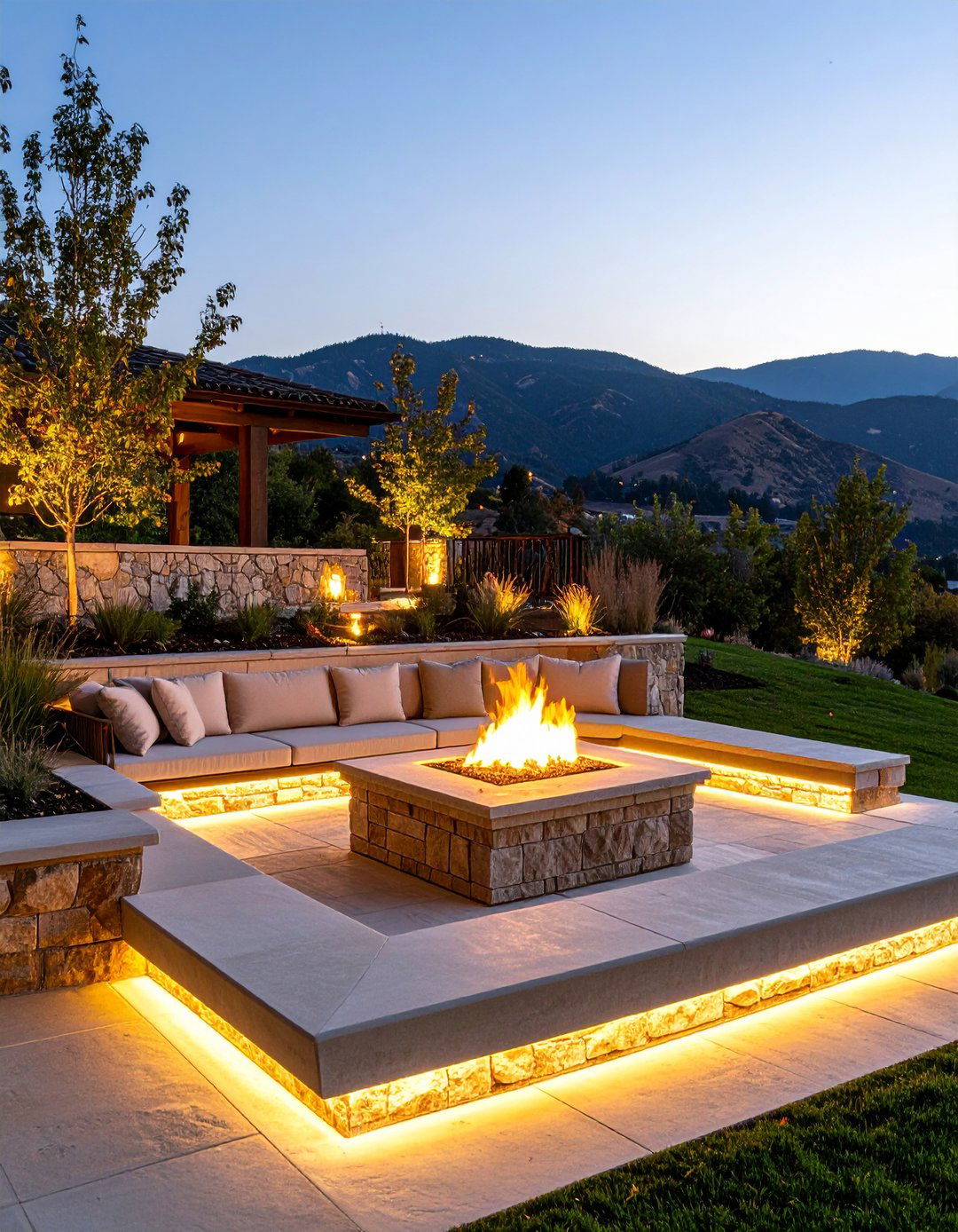 Terraced Fire Pit Nook for Cozy Backyard Evenings - 20 Down Sloped Backyard Ideas