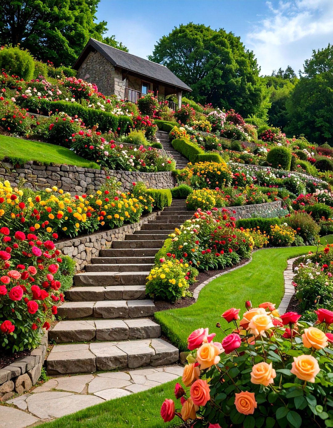 Terraced Hillside Rose Garden - 20 Rose Garden Ideas