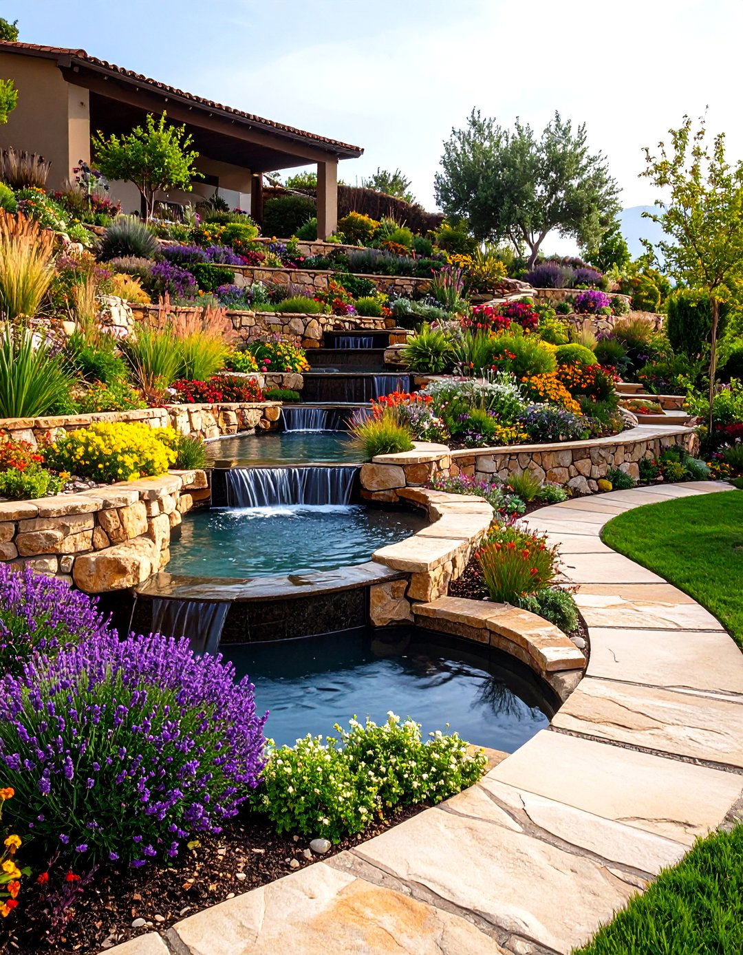 Terraced Mediterranean Garden - 20 Mediterranean Garden Ideas