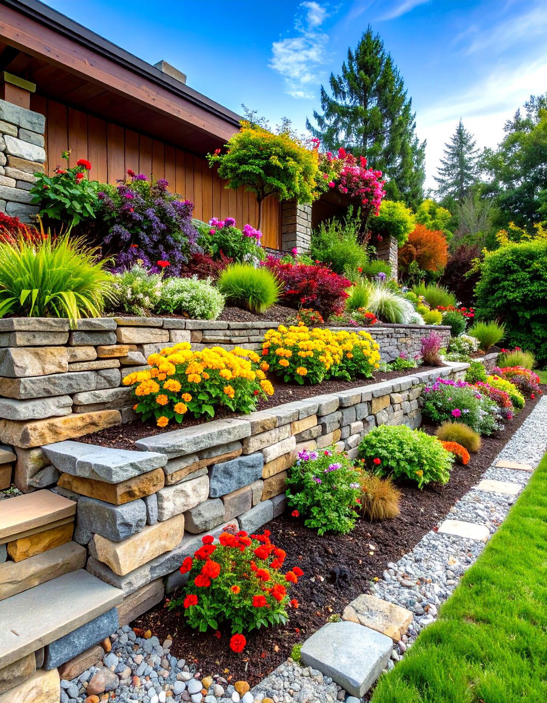 Terraced Retaining Walls - 20 Sloped Garden Ideas