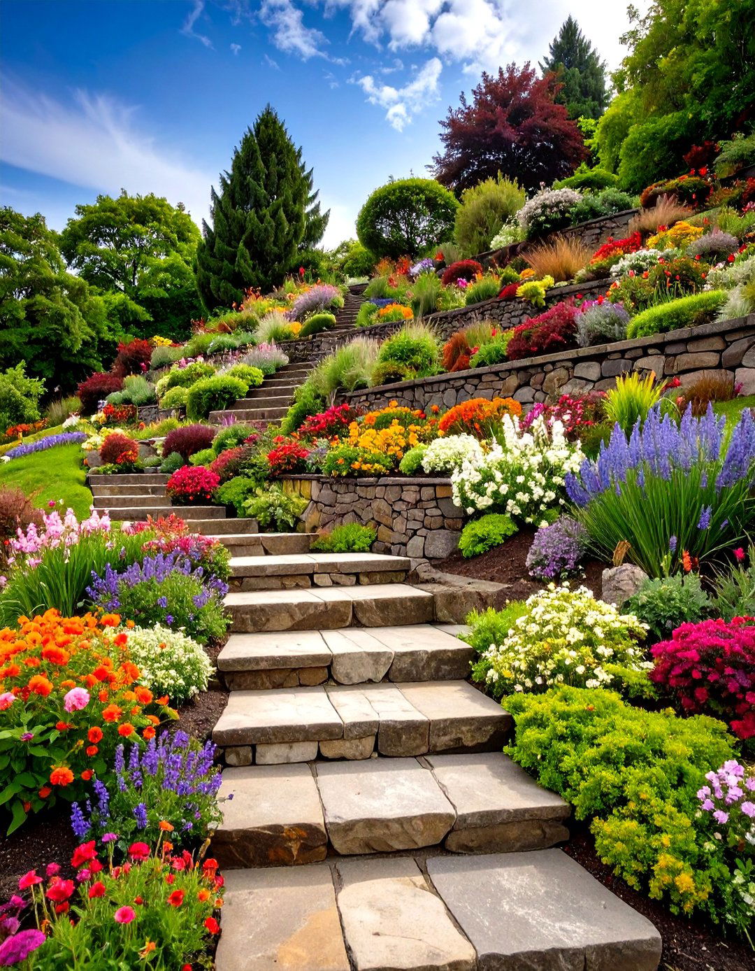 Terraced Slope Rock Garden Wonder - 20 Rock Garden Ideas