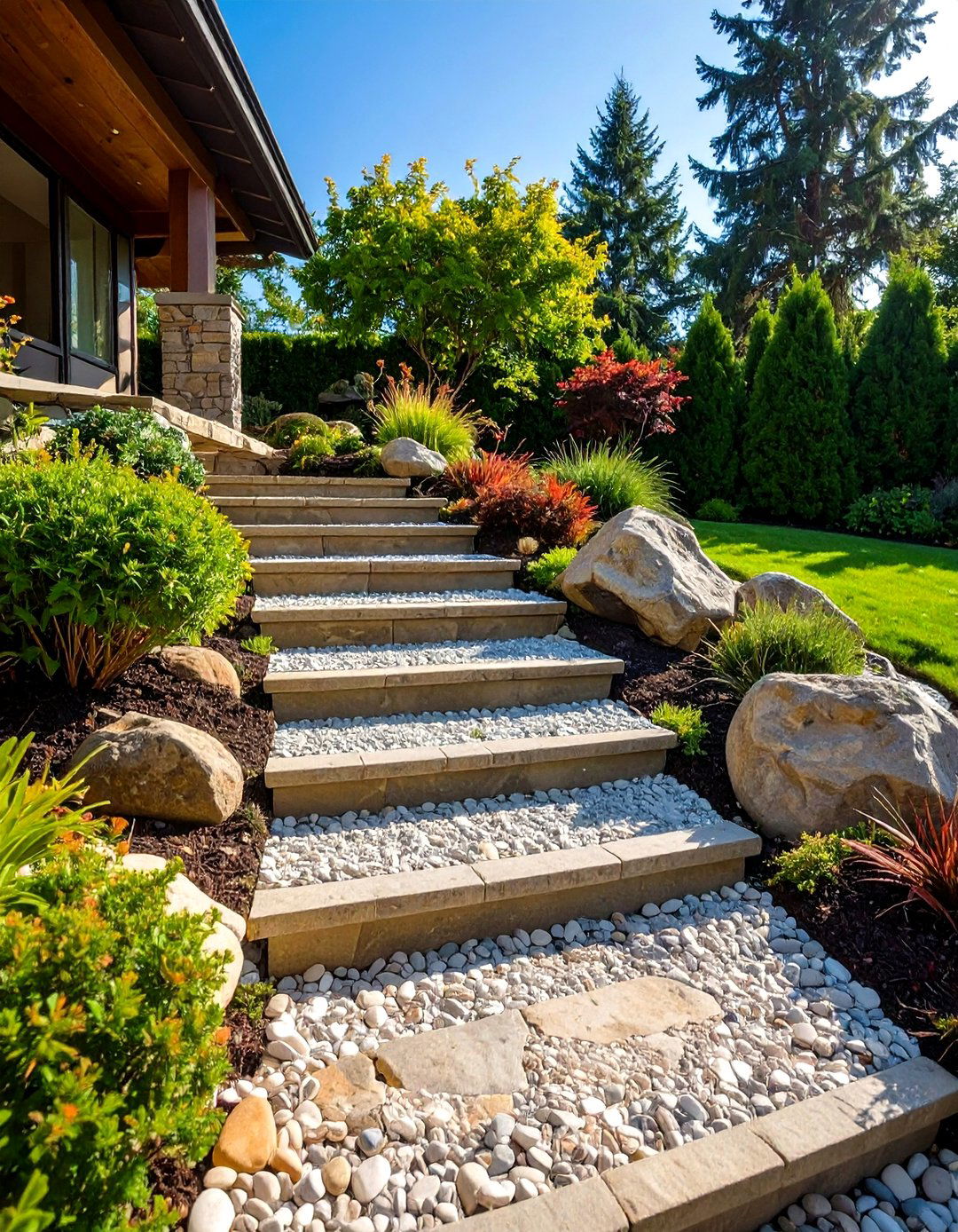 Terraced Stone Steps - 20 Sloped Walkway Ideas
