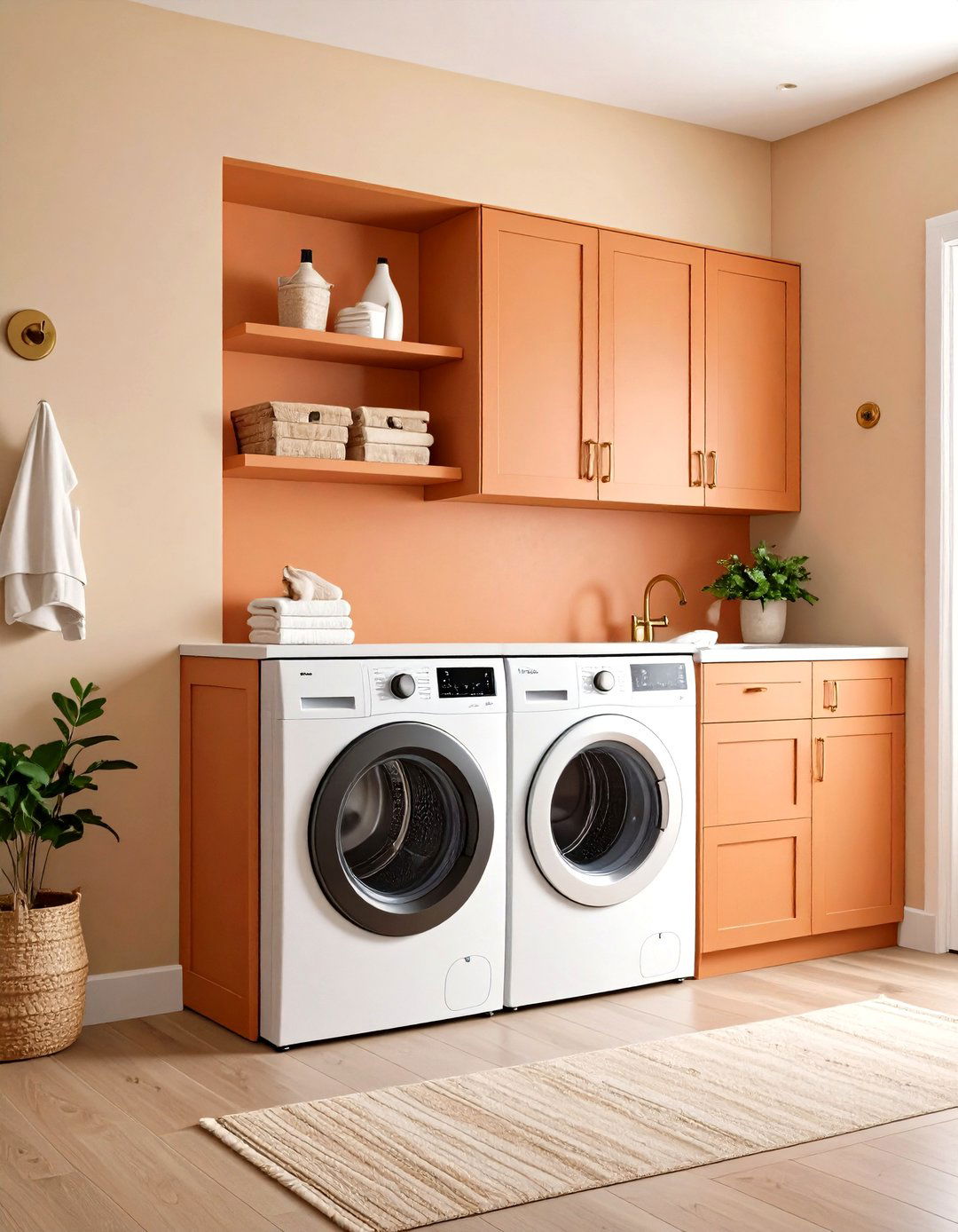 Terracotta Accent Niches for Earthy Warmth - 20 Laundry Room Paint Ideas