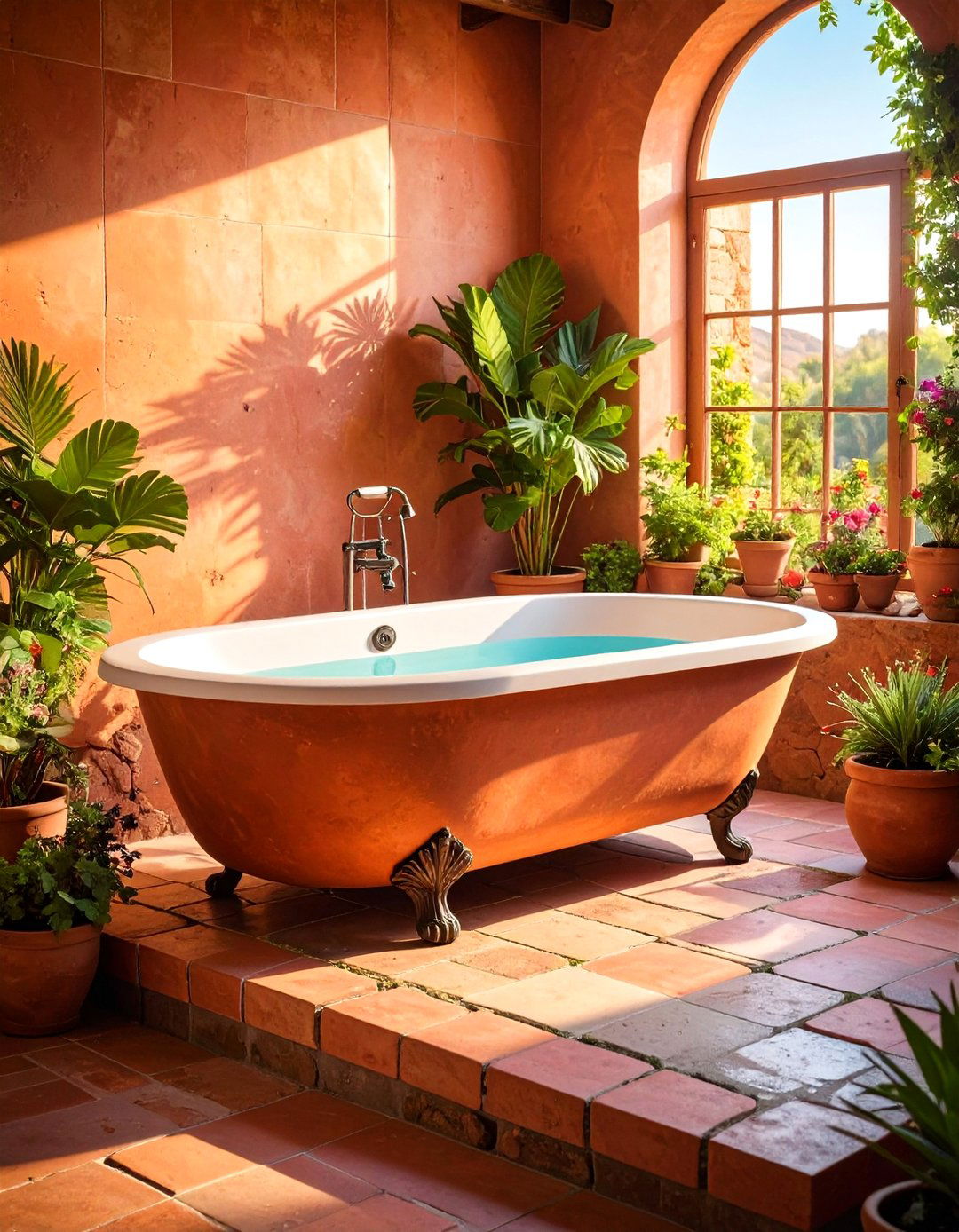 Terracotta Bathtub Surround - 20 Terracotta Bathroom Ideas