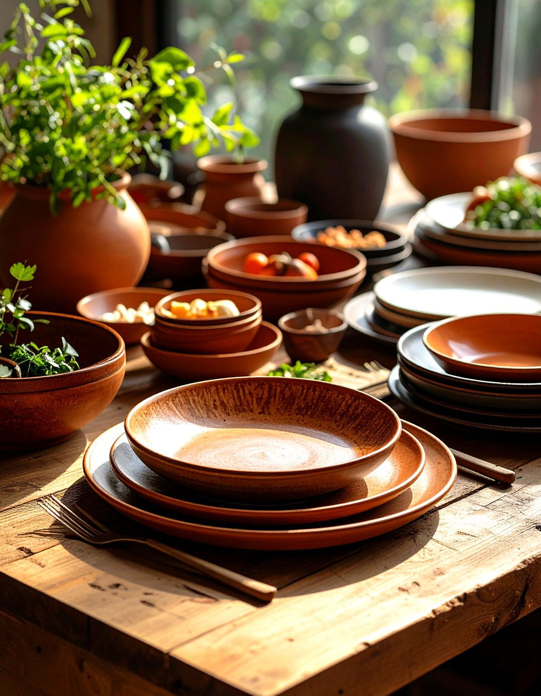 Terracotta Dishware - 20 Thanksgiving Decor Ideas