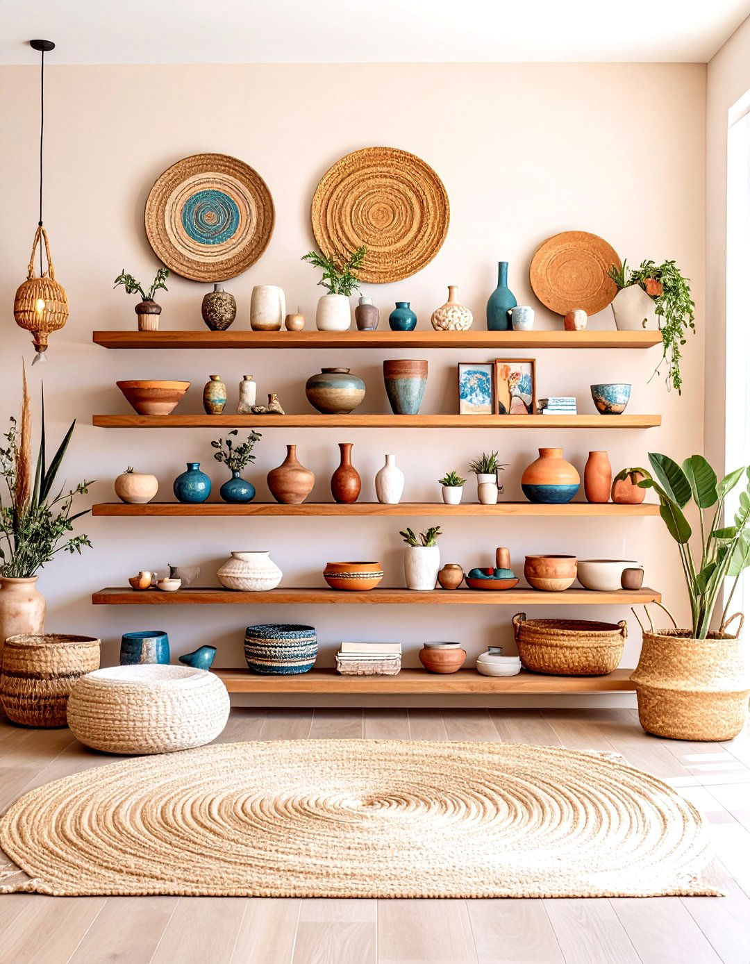 Terracotta Eclectic Art Display Shelves - 20 terracotta home decor ideas