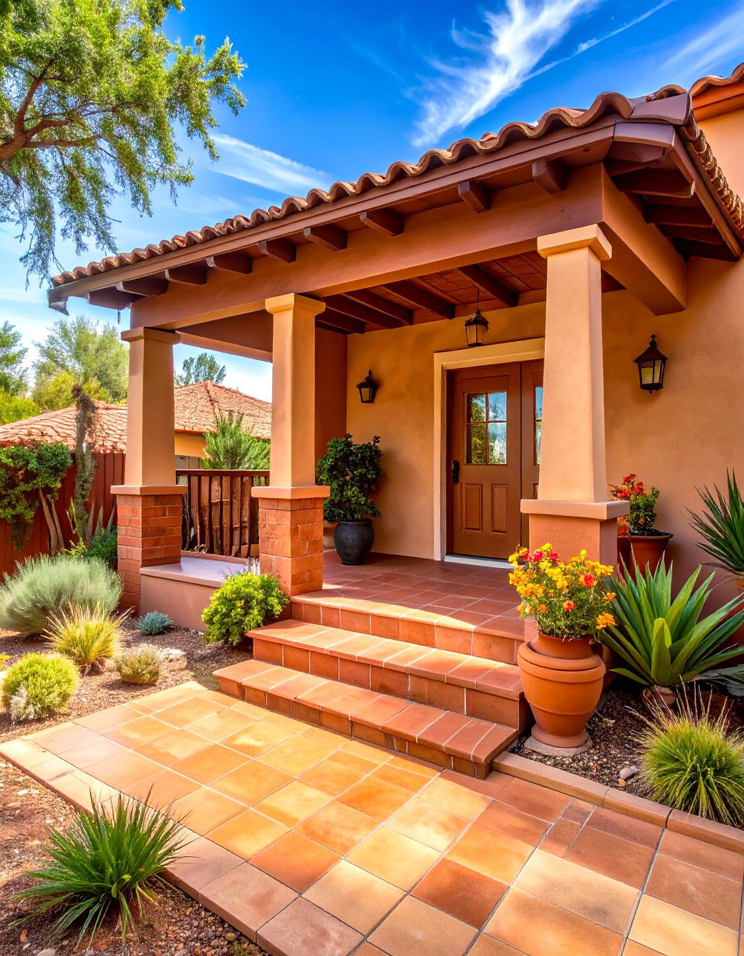 Terracotta Front Porch Tile Earthy Comfort - 20 Front Porch Tile Ideas