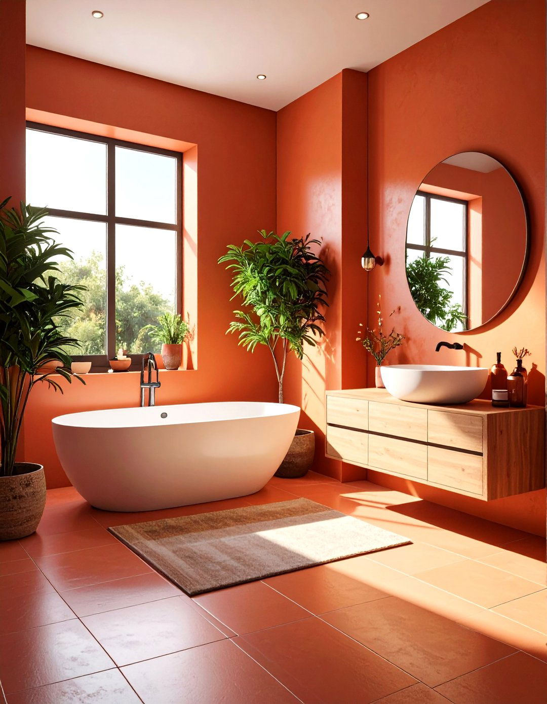 Terracotta Grout for Warmth - 20 Terracotta Bathroom Ideas