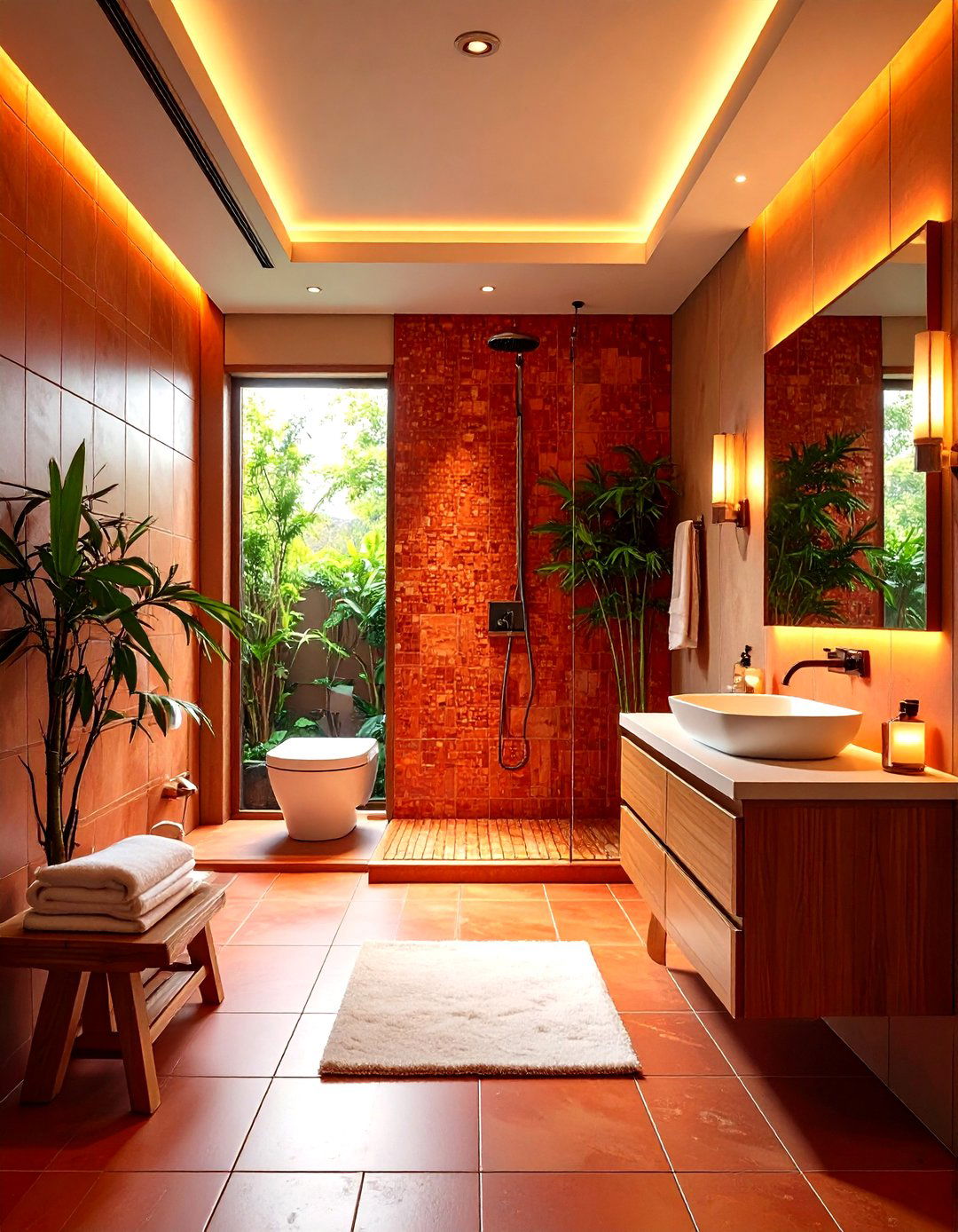 Terracotta Japandi Calm Bathroom - 20 terracotta home decor ideas