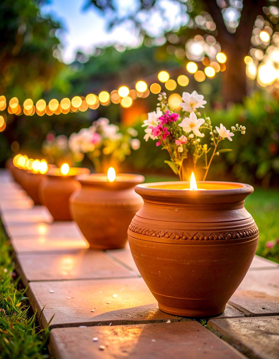 Terracotta Lantern Pathway Lighting - 20 Terracotta Wedding Décor Ideas