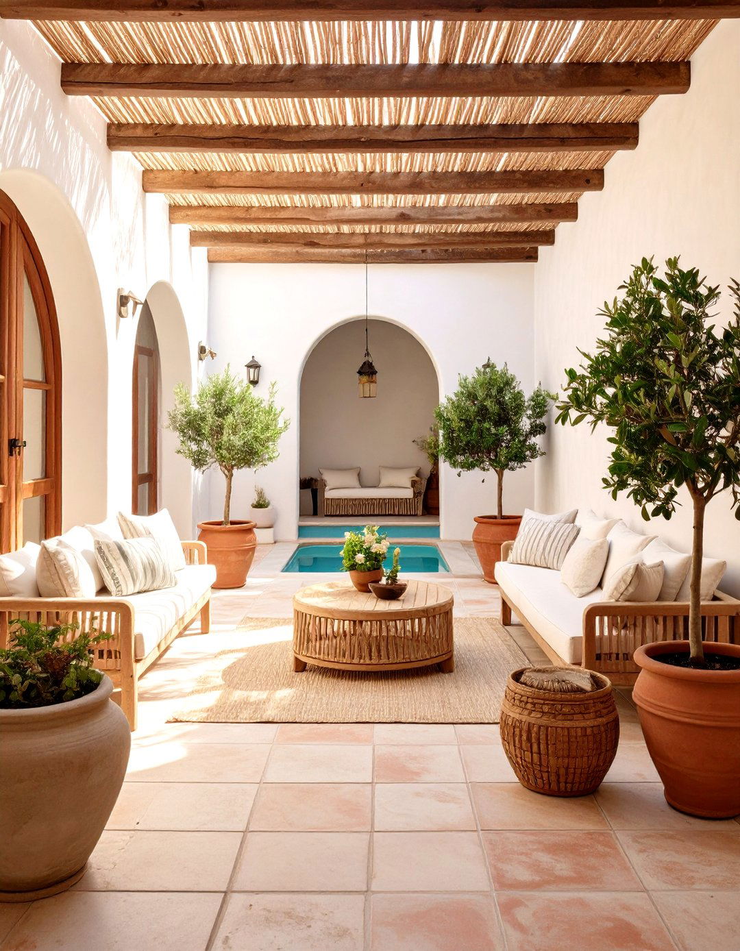 Terracotta Mediterranean Courtyard Lounge - 20 terracotta home decor ideas