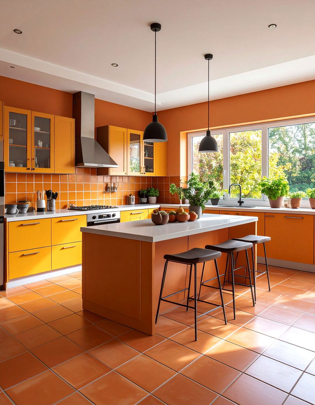 Terracotta Paired with Natural Wood Elements - 20 Terracotta Kitchen Floor Ideas