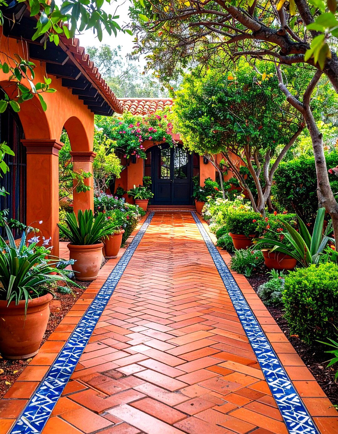 Terracotta Paver Walkways for Spanish Style Home Exteriors - 20 spanish style home exterior ideas