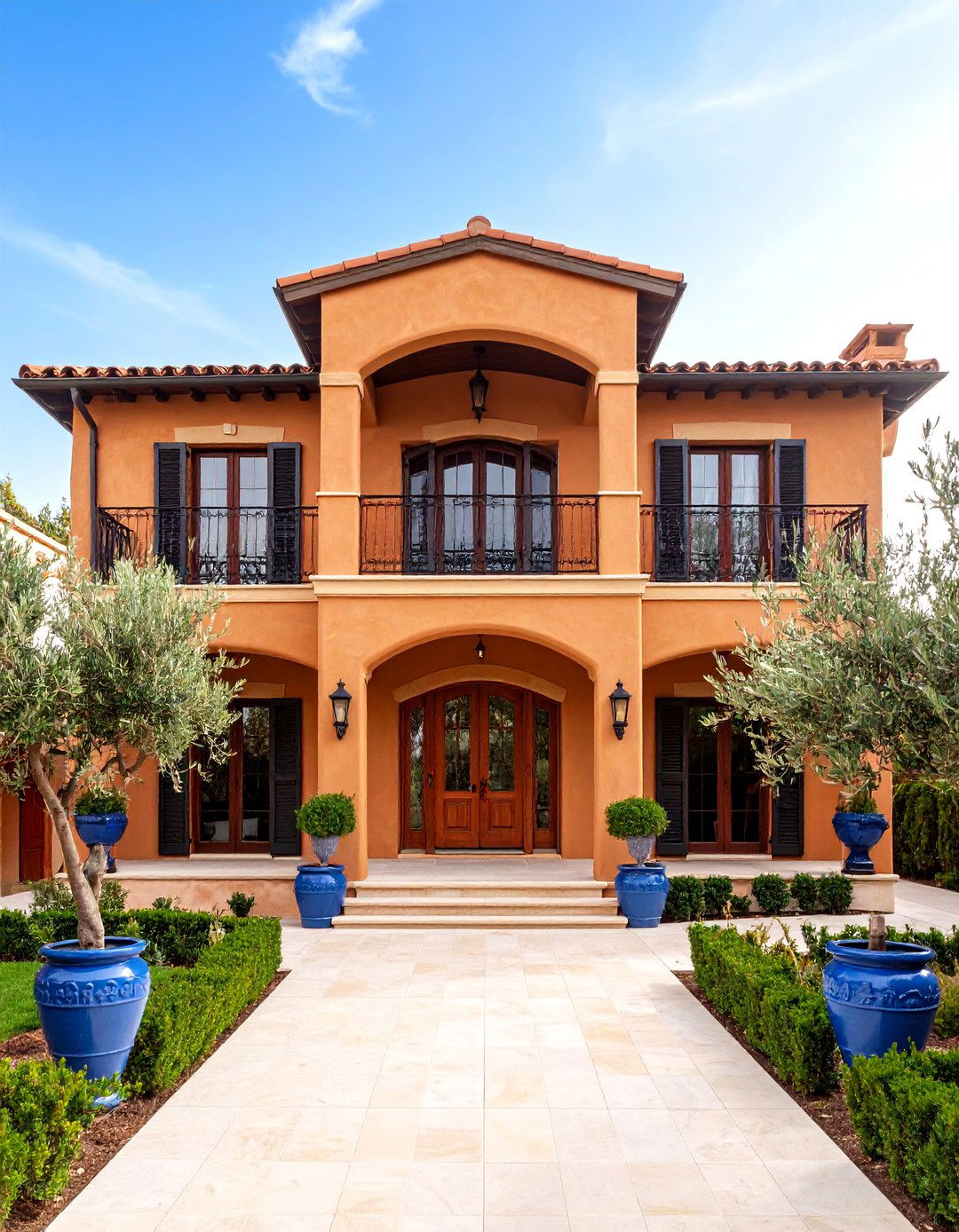 Terracotta Stucco House Exterior for Mediterranean Warmth - 20 Dark Red House Exterior Ideas