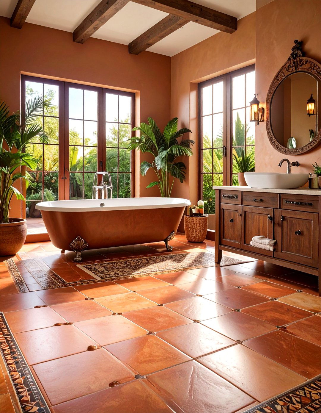 Terracotta Tile Flooring - 20 Terracotta Bathroom Ideas