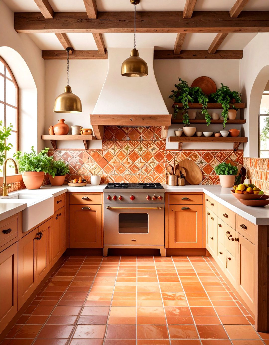 Terracotta Tile Rustic Backsplash - 20 Rustic Backsplash Ideas