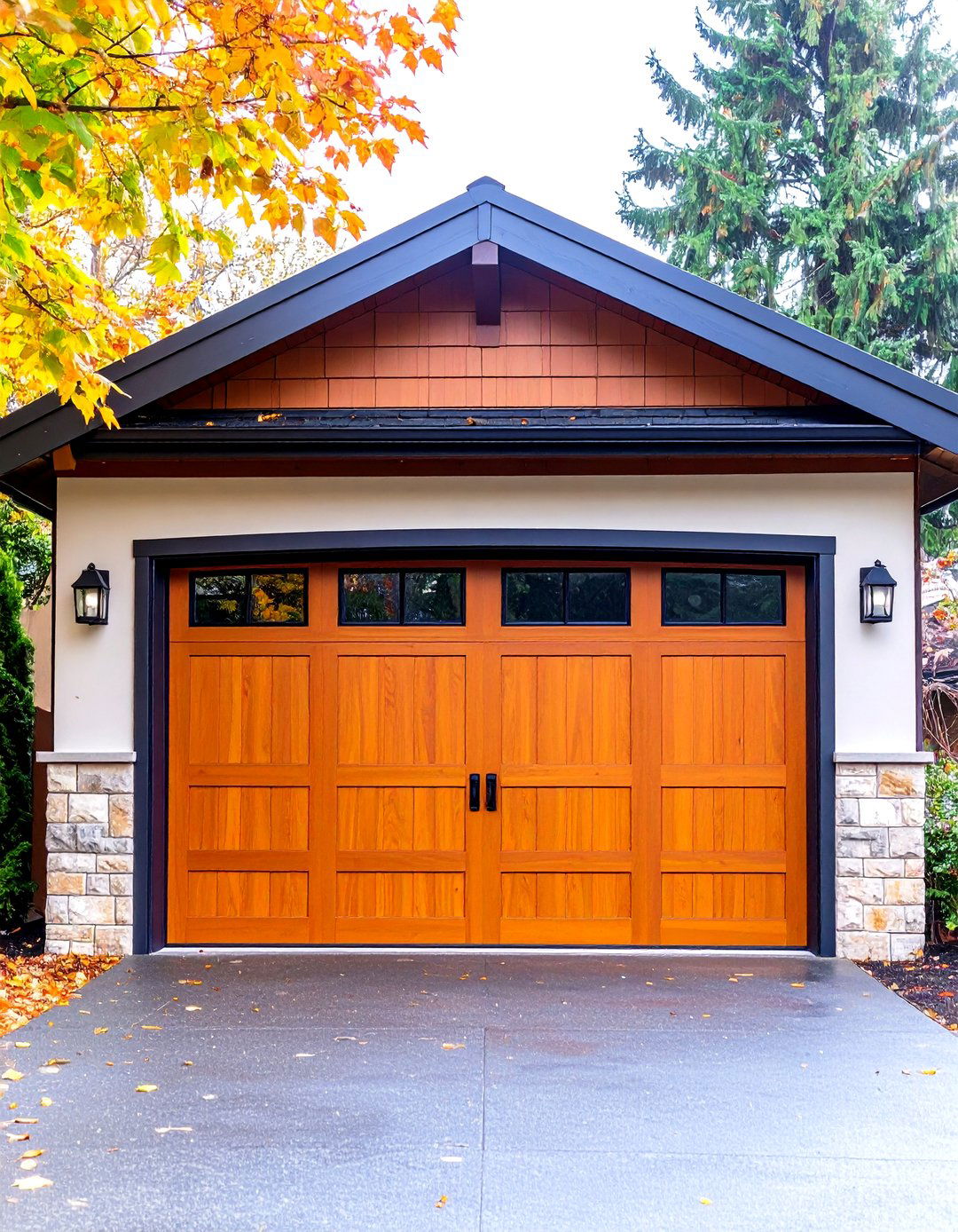 Terracotta Toned Garage Door Warmth - 20 Garage Door Paint Ideas