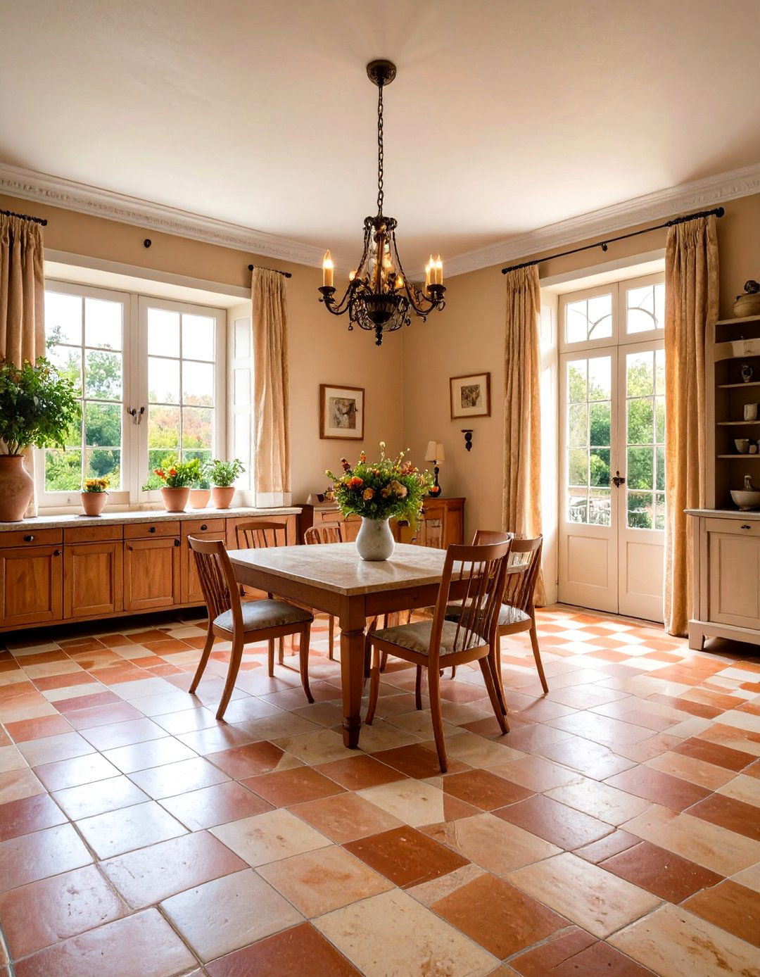 Terracotta and Limestone Underfoot Ground the Palette - 20 French Interior Design Ideas