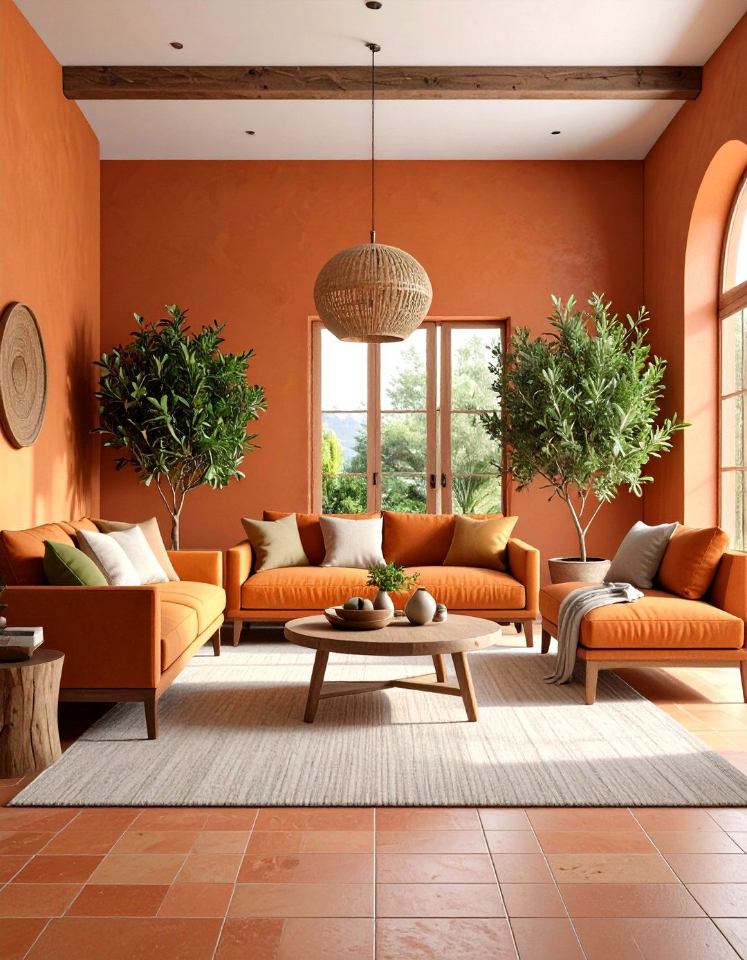 Terracotta and Olive Mediterranean Living Room with Earthy Warmth - 20 Mediterranean Living Room Ideas
