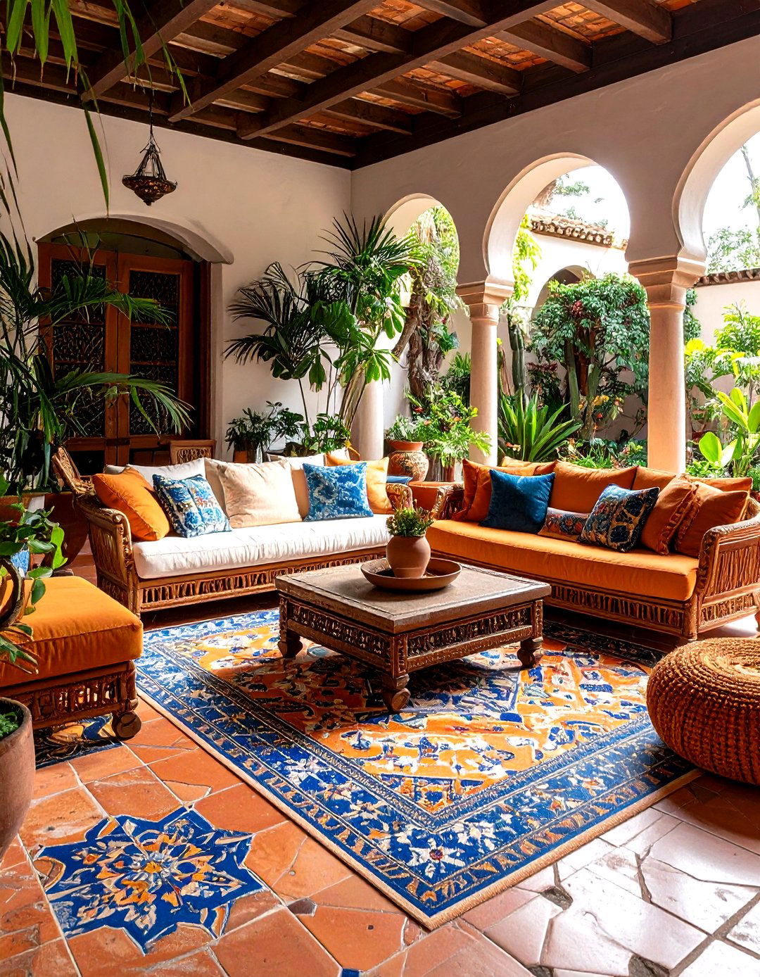Terracotta and Patterned Tile Flooring - 20 Spanish Style Living Room Ideas