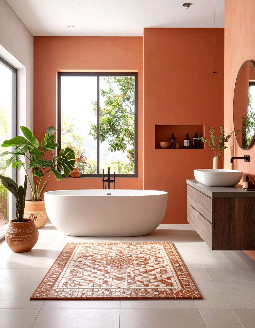 Terracotta and Sage Green Pairing - 20 Terracotta Bathroom Ideas
