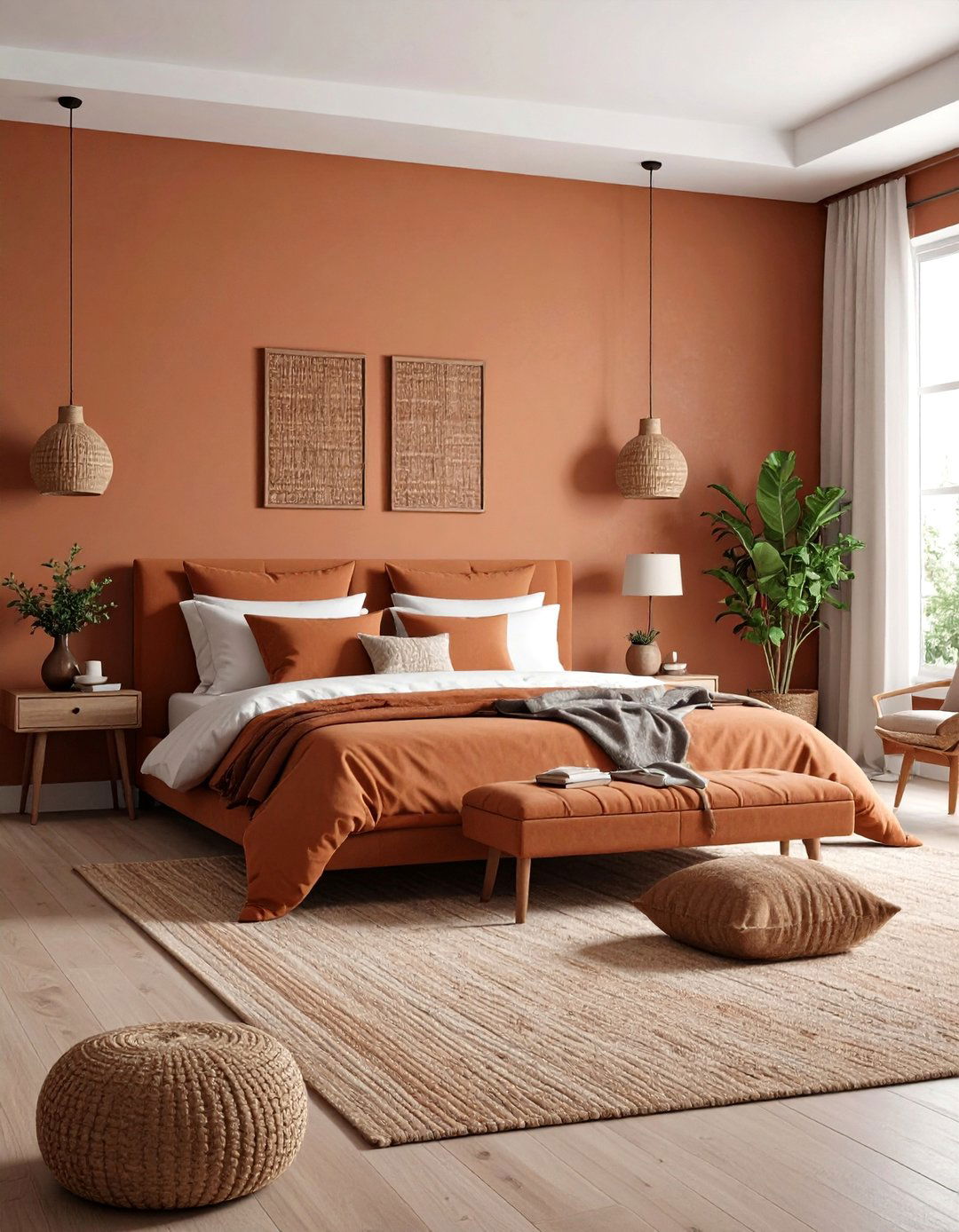 Terracotta with Grey Tones - 20 Terracotta Bedroom Ideas