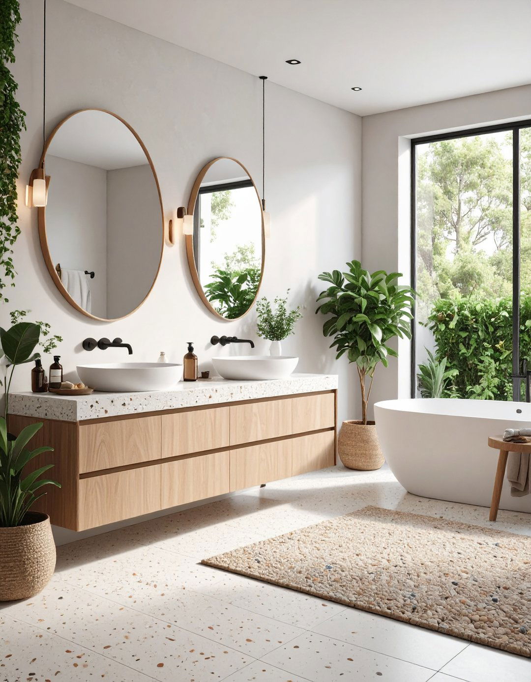 Terrazzo Accents - 20 Scandinavian Bathroom Ideas