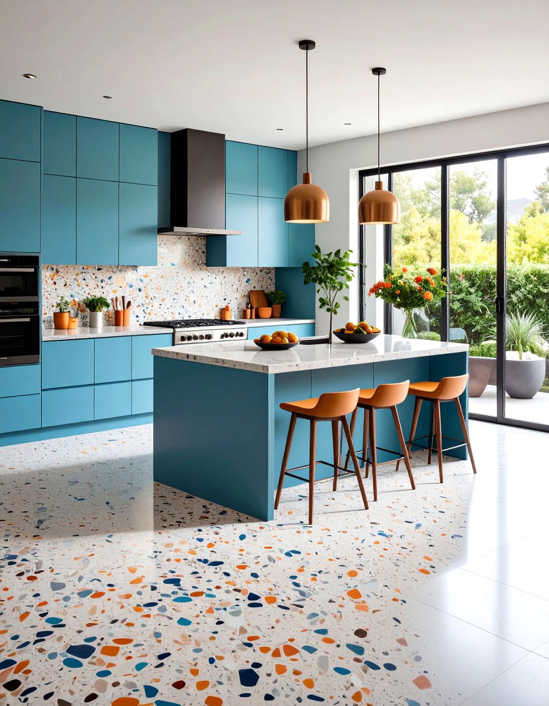 Terrazzo Backsplash to Floor Continuum - 20 Terrazzo Kitchen Floor Ideas