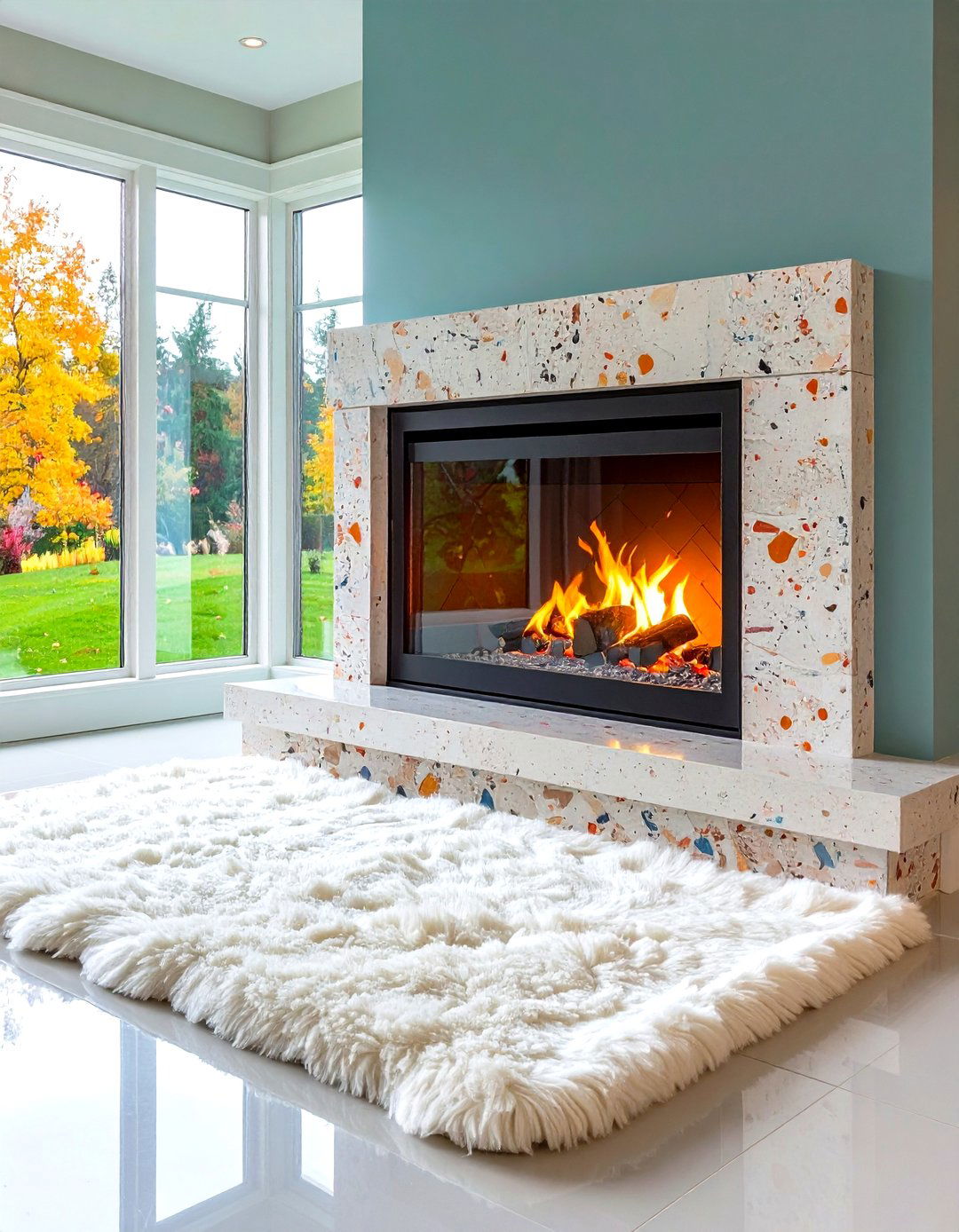 Terrazzo Hearth Surround - 20 Scandinavian Fireplace Ideas