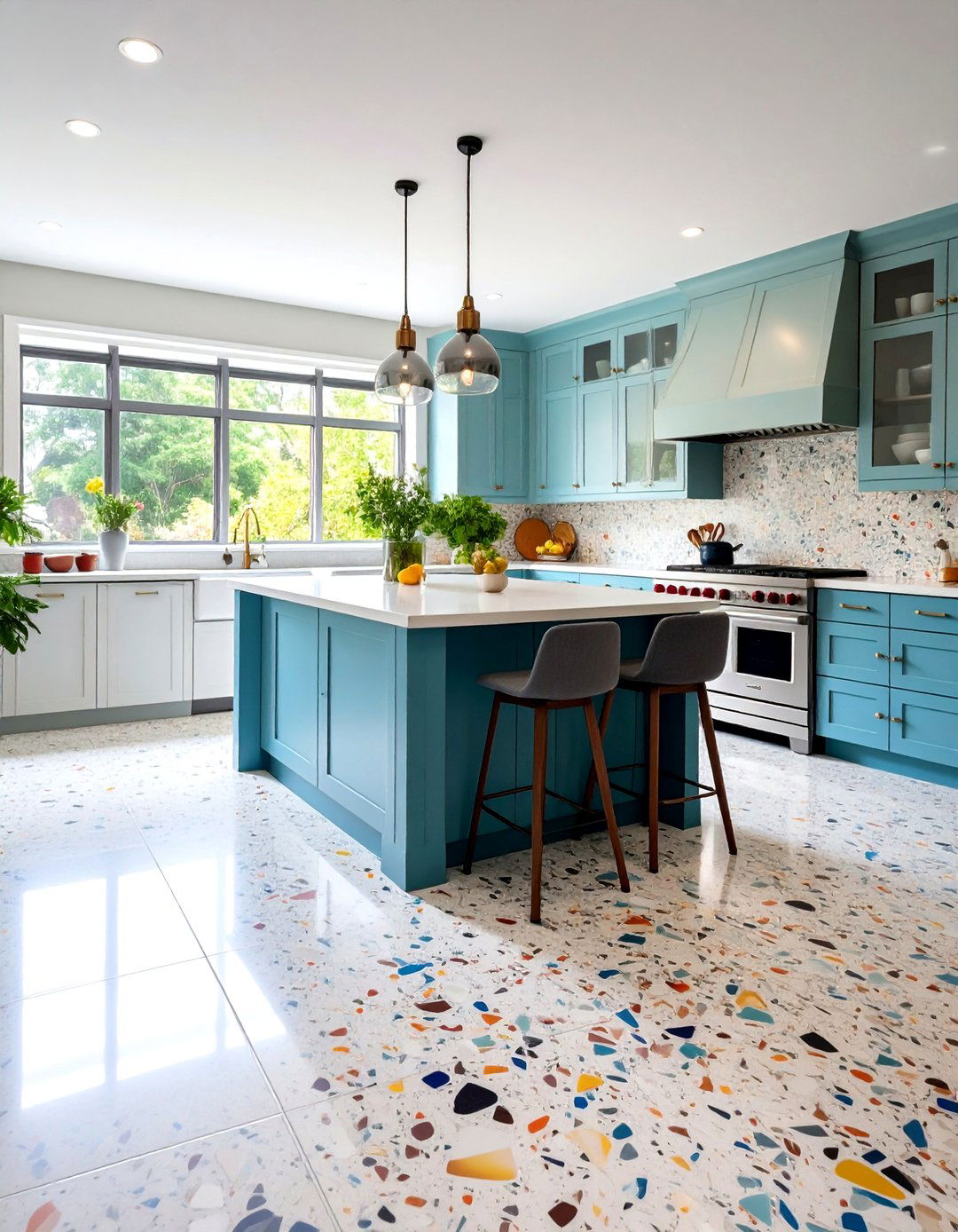 Terrazzo Kitchen Flooring with Recycled Aggregates - 20 Kitchen Flooring Ideas